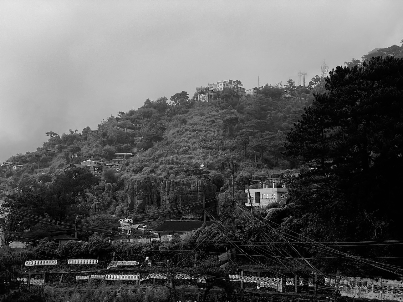 A house atop a hill filled with trees